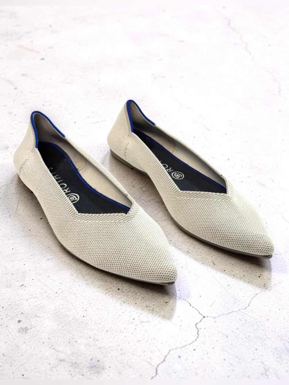 Rothy's The Point II Flax Birdseye Flats Diamond Twill Women's US Size 10.5